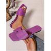 imageOYOANGLE Womens PU Leather Dressy Flat Sandals Square Open Toe Slip on Summer Slide ShoesPurple