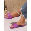 imageOYOANGLE Womens PU Leather Dressy Flat Sandals Square Open Toe Slip on Summer Slide ShoesPurple