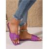 imageOYOANGLE Womens PU Leather Dressy Flat Sandals Square Open Toe Slip on Summer Slide ShoesPurple