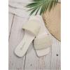 imageOYOANGLE Womens Pearl Decor Square Toe Sandals Leather Open Toe Flat Slip On SlidesWhite