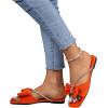 imageOYOANGLE Womens Rhinestone Bow Open Toe Corduroy Flat Sandals Summer Casual Slide SandalsBurnt Orange