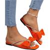 imageOYOANGLE Womens Rhinestone Bow Open Toe Corduroy Flat Sandals Summer Casual Slide SandalsBurnt Orange