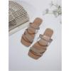 imageOYOANGLE Womens Rhinestone Flat Sandals Strappy Slip on Open Toe Slide Sandals Squared SlippersApricot