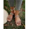 imageOYOANGLE Womens Rhinestone Flat Sandals Strappy Slip on Open Toe Slide Sandals Squared SlippersApricot