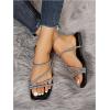 imageOYOANGLE Womens Rhinestone Flat Sandals Strappy Slip on Open Toe Slide Sandals Squared SlippersBlack