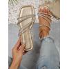 imageOYOANGLE Womens Rhinestone Flat Sandals Strappy Slip on Open Toe Slide Sandals Squared SlippersGold