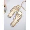 imageOYOANGLE Womens Rhinestone Flat Sandals Strappy Slip on Open Toe Slide Sandals Squared SlippersGold