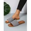 imageOYOANGLE Womens Single Band Square Open Toe Slide Sandals Summer Slip on Flat SandalsGrey