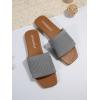 imageOYOANGLE Womens Single Band Square Open Toe Slide Sandals Summer Slip on Flat SandalsGrey