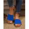 imageOYOANGLE Womens Single Band Square Open Toe Slide Sandals Summer Slip on Flat SandalsRoyal Blue