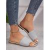 imageOYOANGLE Womens Single Band Square Open Toe Slide Sandals Summer Slip on Flat SandalsSilver