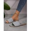 imageOYOANGLE Womens Single Band Square Open Toe Slide Sandals Summer Slip on Flat SandalsSilver