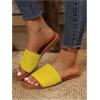 imageOYOANGLE Womens Single Band Square Open Toe Slide Sandals Summer Slip on Flat SandalsYellow