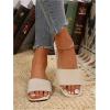 imageOYOANGLE Womens Summer PU Leather Flat Sandals Square Open Toe Work Dressy Casual SlideWhite