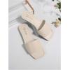 imageOYOANGLE Womens Summer PU Leather Flat Sandals Square Open Toe Work Dressy Casual SlideWhite