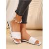 imageOYOANGLE Womens Textured Square Open Toe Slide Sandal Dressy Slip on Flat SandalsWhite