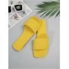 imageOYOANGLE Womens Textured Square Open Toe Slide Sandal Dressy Slip on Flat SandalsYellow