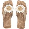 imageOYOANGLE Womens Boho Floral Decor Straw Flip Flop Sandals Square Open Toe Slide Sandal SlippersLight Khaki