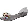 imageOYOANGLE Womens Colorful Rhinestone Peep Toe Clear Flat Sandals Dressy Casual Jelly ShoesMulticolor