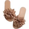 imageOYOANGLE Womens Floral Appliques Open Toe Flat Sandals Comfortable Slip on Slide SandalBrown