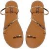 imageOYOANGLE Womens Metallic Strappy Toe Ring Sandals Open Toe Flat Slide On Thong SandalsGold