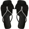 imageOYOANGLE Womens Rhinestone Bow Open Toe Corduroy Flat Sandals Summer Casual Slide SandalsBlack