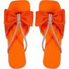 imageOYOANGLE Womens Rhinestone Bow Open Toe Corduroy Flat Sandals Summer Casual Slide SandalsBurnt Orange