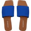 imageOYOANGLE Womens Single Band Square Open Toe Slide Sandals Summer Slip on Flat SandalsRoyal Blue