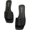 imageOYOANGLE Womens Summer PU Leather Flat Sandals Square Open Toe Work Dressy Casual SlideBlack