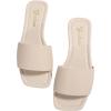 imageOYOANGLE Womens Summer PU Leather Flat Sandals Square Open Toe Work Dressy Casual SlideWhite