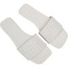 imageOYOANGLE Womens Textured Square Open Toe Slide Sandal Dressy Slip on Flat SandalsWhite