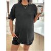 imageOYOANGLE Womens Maternity 2 Piece Lounge Set Short Sleeve Drop Shoulder Tee and Shorts Summer Travel OutfitsGrey