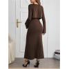 imageOYOANGLE Womens Maternity 2 Piece Outfits Scoop Neck Bodycon Long Cami Dress and Long Sleeve Cropped Cardigan SetBrown