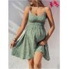 imageOYOANGLE Womens Maternity Dress Boho Ditsy Floral Print Ruffle A Line Knee Length Beach SundressGreen
