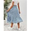imageOYOANGLE Womens Maternity Floral Print Boho Midi Skirt Shirred High Waisted Flowy Casual Pregnancy Long SkirtsBlue