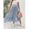 imageOYOANGLE Womens Maternity Floral Print Boho Midi Skirt Shirred High Waisted Flowy Casual Pregnancy Long SkirtsBlue