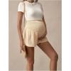 imageOYOANGLE Womens Maternity Shorts Over The Belly Shirred Wide Leg Casual Pregnancy ShortsApricot