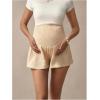 imageOYOANGLE Womens Maternity Shorts Over The Belly Shirred Wide Leg Casual Pregnancy ShortsApricot