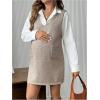 imageOYOANGLE Womens Maternity V Neck Sleeveless Sweater Dress Solid Knit Vest Dresses with PocketApricot