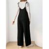 imageOYOANGLE Womens Maternity Wide Leg Overalls U Neck Spaghetti Strap Pregnancy JumpsuitsBlack