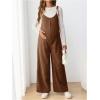 imageOYOANGLE Womens Maternity Wide Leg Overalls U Neck Spaghetti Strap Pregnancy JumpsuitsBrown