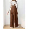 imageOYOANGLE Womens Maternity Wide Leg Overalls U Neck Spaghetti Strap Pregnancy JumpsuitsBrown