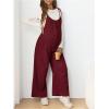 imageOYOANGLE Womens Maternity Wide Leg Overalls U Neck Spaghetti Strap Pregnancy JumpsuitsBurgundy