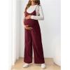 imageOYOANGLE Womens Maternity Wide Leg Overalls U Neck Spaghetti Strap Pregnancy JumpsuitsBurgundy