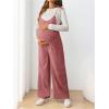 imageOYOANGLE Womens Maternity Wide Leg Overalls U Neck Spaghetti Strap Pregnancy JumpsuitsDusty Pink
