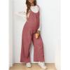 imageOYOANGLE Womens Maternity Wide Leg Overalls U Neck Spaghetti Strap Pregnancy JumpsuitsDusty Pink