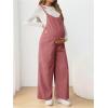 imageOYOANGLE Womens Maternity Wide Leg Overalls U Neck Spaghetti Strap Pregnancy JumpsuitsDusty Pink