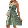 imageOYOANGLE Womens Maternity Dress Boho Ditsy Floral Print Ruffle A Line Knee Length Beach SundressGreen