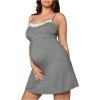 imageOYOANGLE Womens Maternity Nursing Nightgowns Lace Trim Spaghetti Strap Pajama Dress SleepwearDark Grey