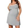 imageOYOANGLE Womens Maternity Nursing Nightgowns Lace Trim Spaghetti Strap Pajama Dress SleepwearLight Grey